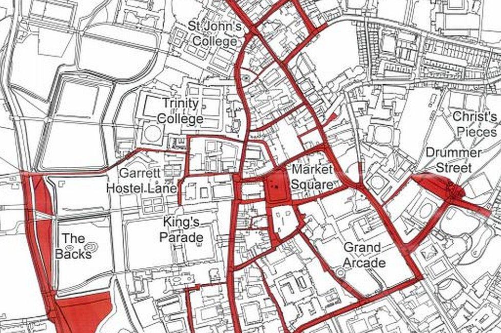 Part of map showing areas covered by punting PSPO