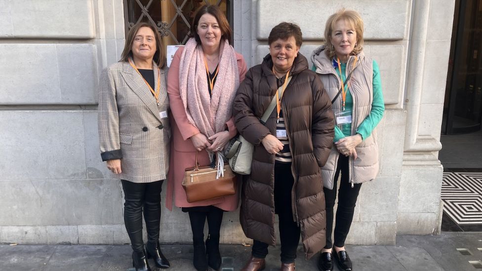 Deirdre Connolly, Katherine McAlerney, Heather Earley and Maureen McKelvey attended the inquiry in London in person