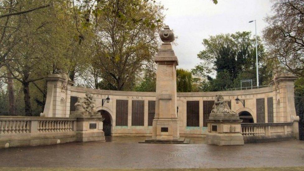 Portsmouth war memorial in Guildhall Square