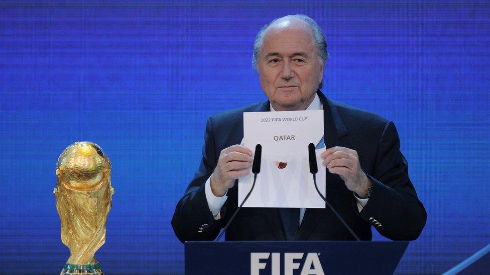 Sepp Blatter revealing Qatar as 2022 World Cup hosts in 2010