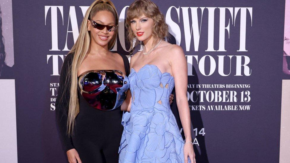 Beyonce took time out of her busy schedule to make a special appearance at Taylor Swift's Eras Tour premiere in Los Angeles.