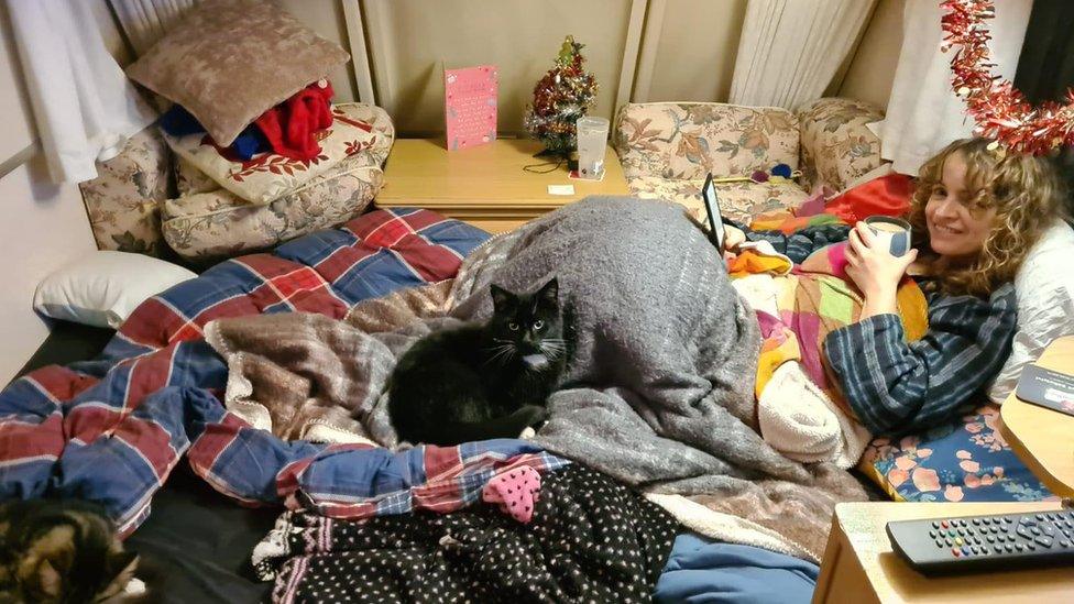 Lorna Prichard with her cats