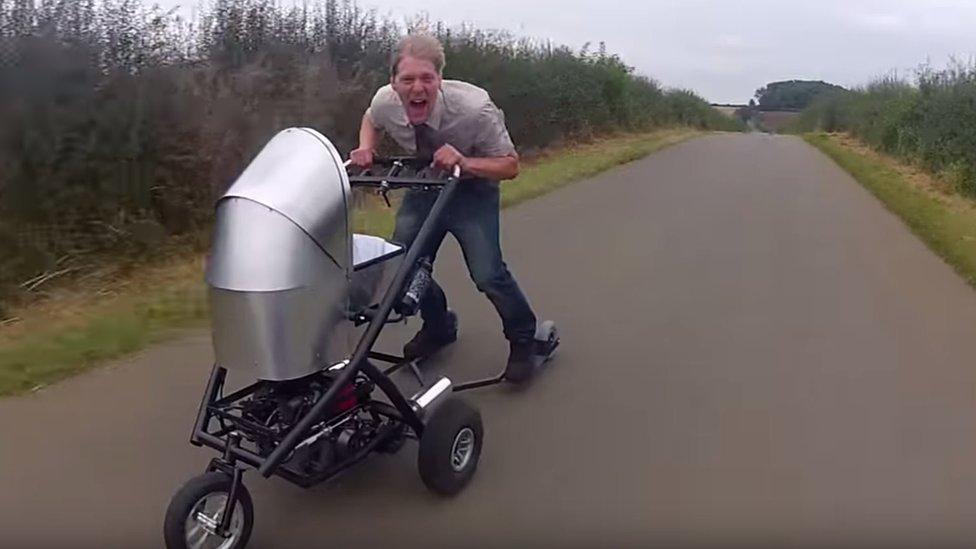 Colin Furze on his fast pram