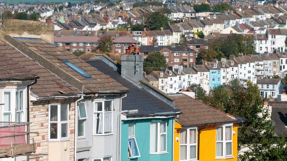 The rooftops of hundreds of houses in Brighton