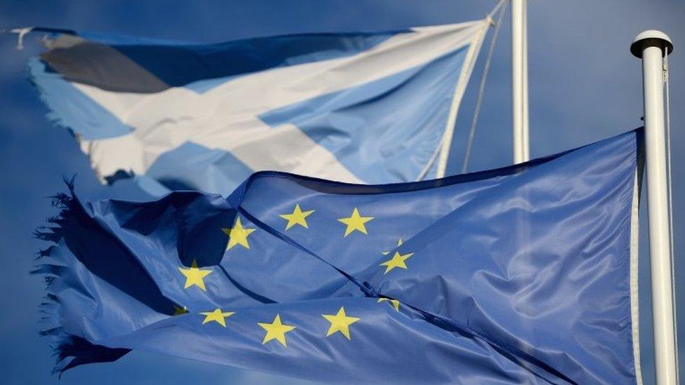 Saltire and EU flags