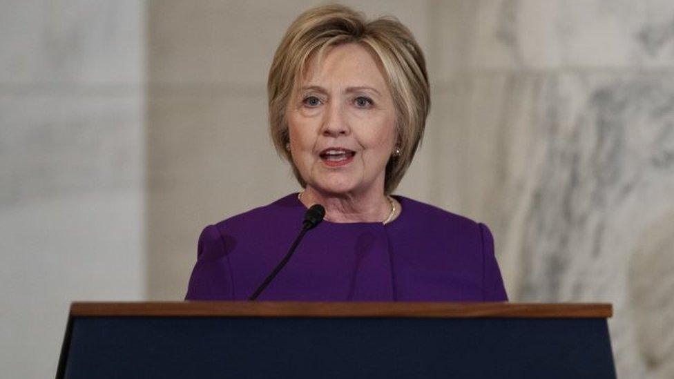 Hillary Clinton speaks on Capitol Hill, Washington. Photo: 8 December 2016