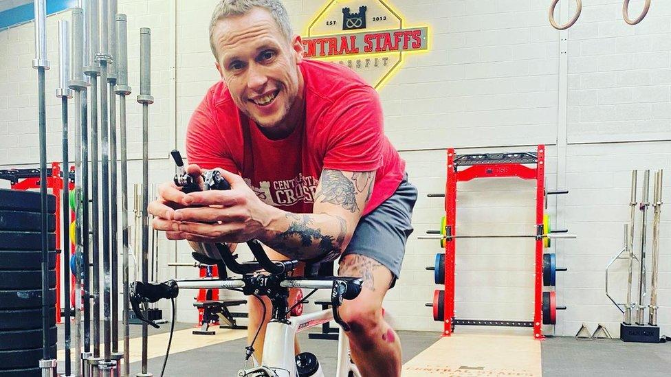 Andy Stone training on a bike