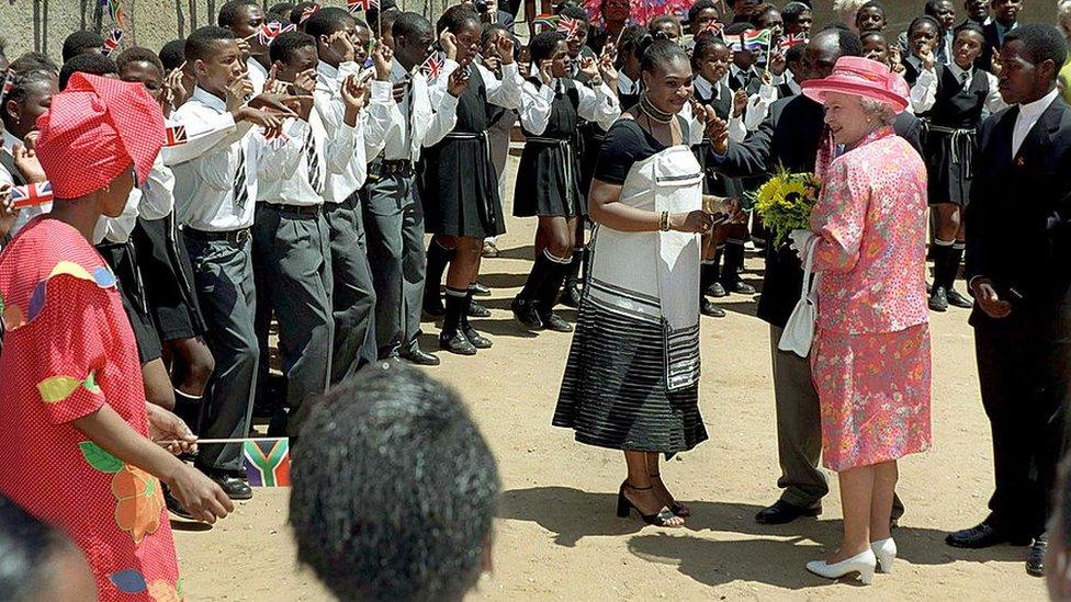 The Queen During Her Visit To The Education Centre In Alexandra Township