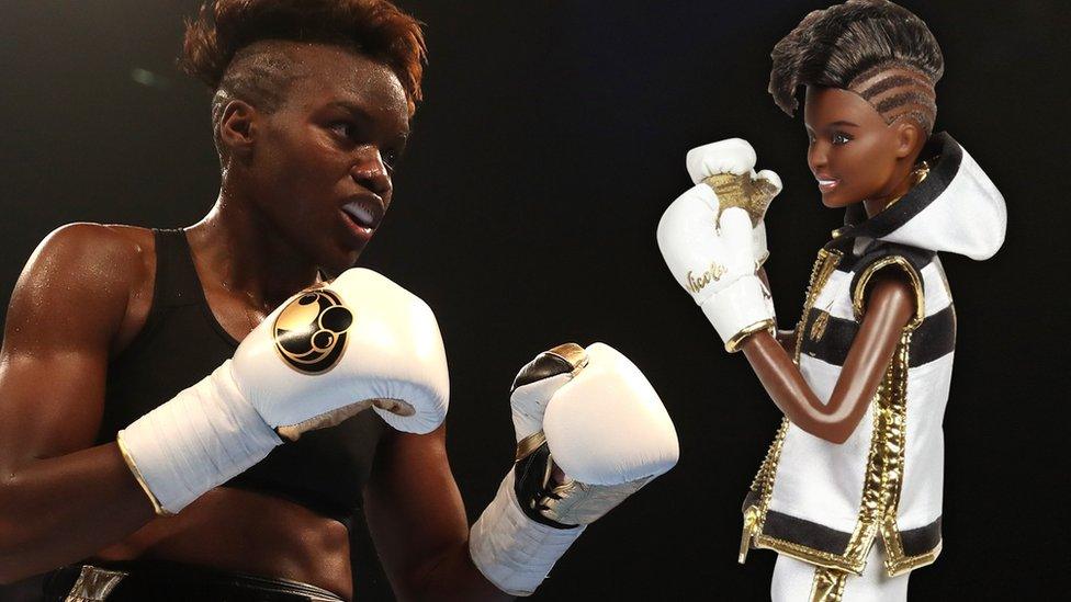 Nicola Adams with Barbie doll