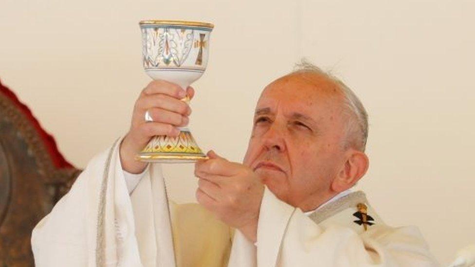 Pope Francis leads a mass in a cathedral in Italy. File photo