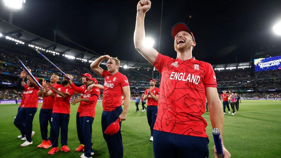 England team celebrating