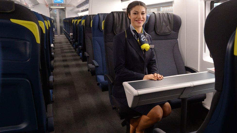 Eurostar crew member in the new e320 Eurostar train