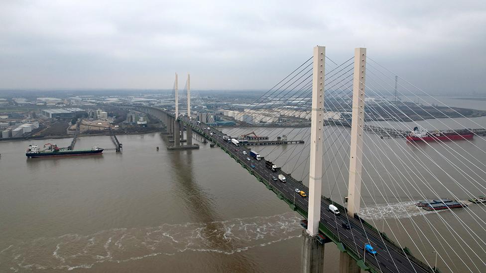 Aerial view of Queen Elizabeth II Bridge