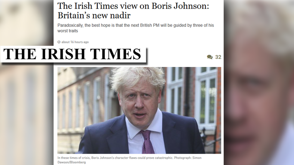 Irish Times editorial on Boris Johnson, 24 July 2019