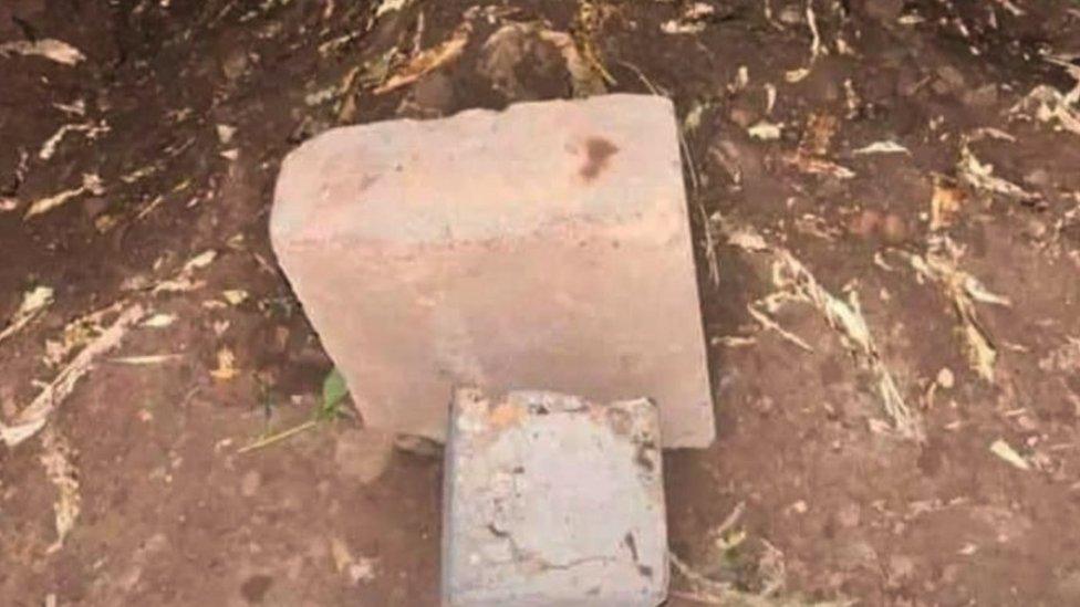 Makeshift grave stone