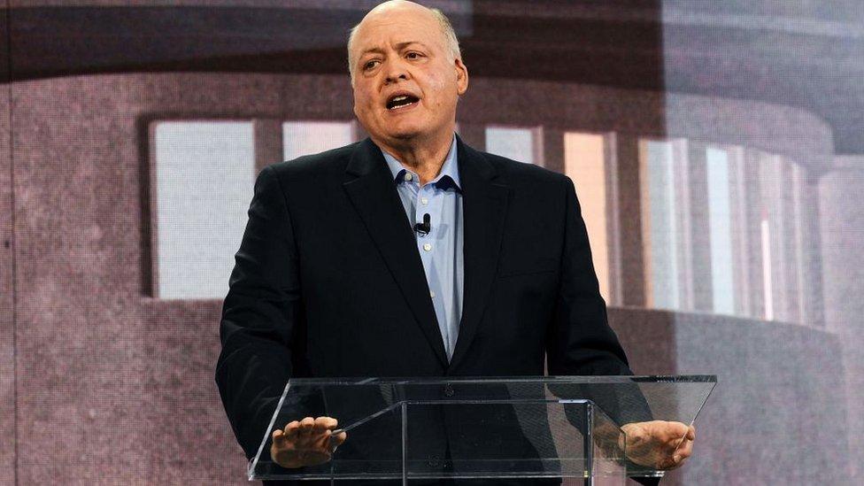 Jim Hackett, President and CEO of Ford Motor Company, speaks during their press preview at the 2018 North American International Auto Show (NAIAS) in Detroit