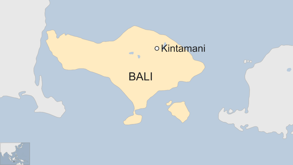 Map of Kintamani on Bali in Indonesia