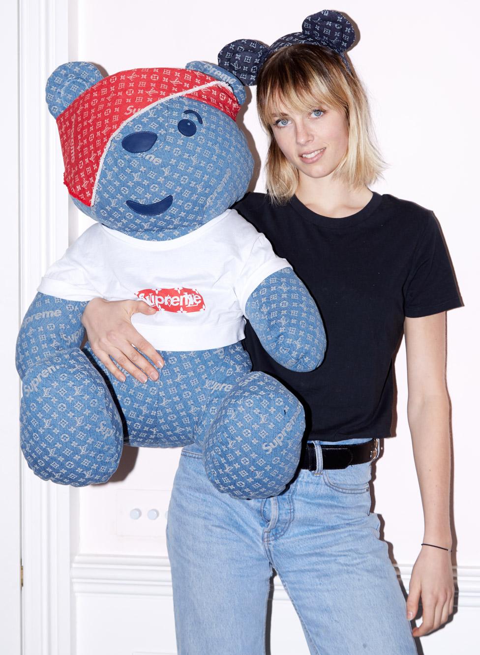 Louis Vuitton x Supreme modelled by Edie Campbell