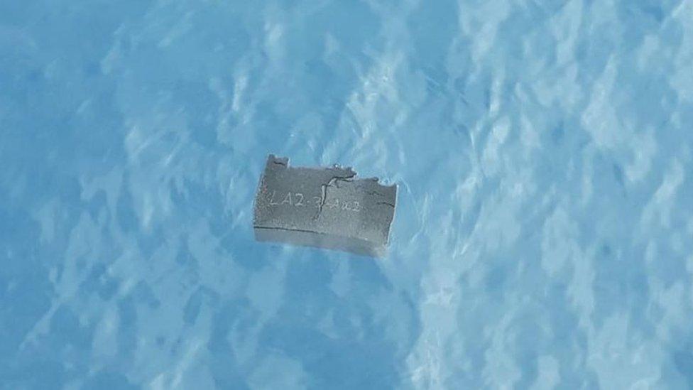 Floating debris near the area where the Chilean C-130 plane went missing