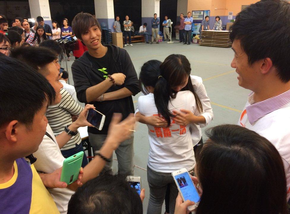 Picture of Yau Wai Ching and Kwong Po Yin, candidates in Hong Kong's local elections on 22 November 2015