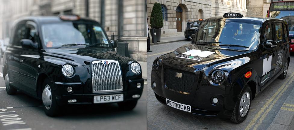 Metrocab (right), London taxi (left)