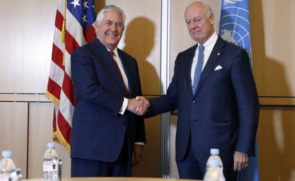 Mr Tillerson met with UN Syria envoy Steffan de Mistura in October