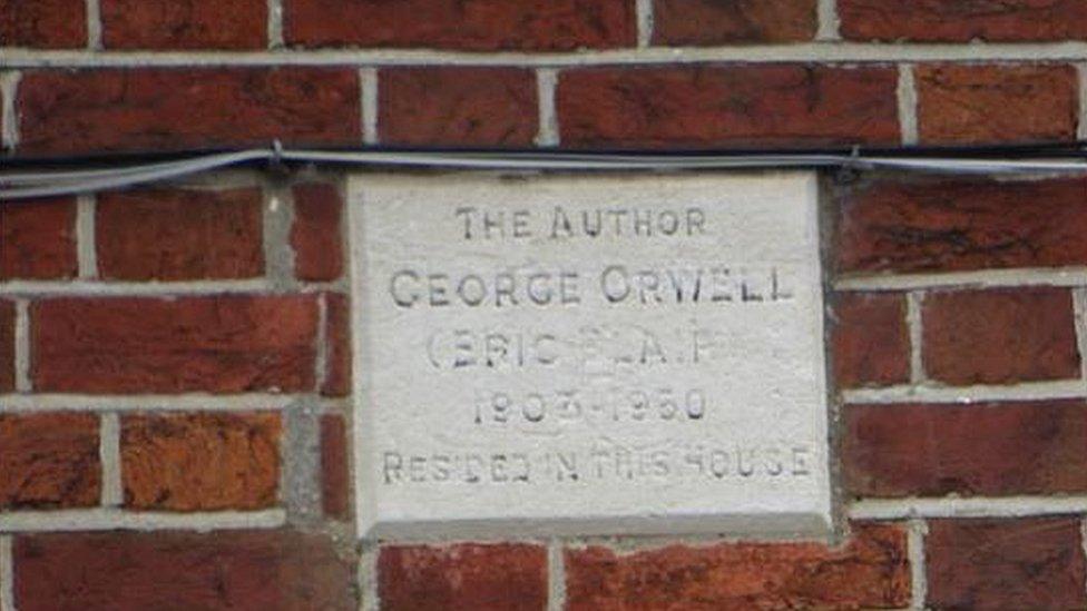 The plaque outside George Orwell's former home