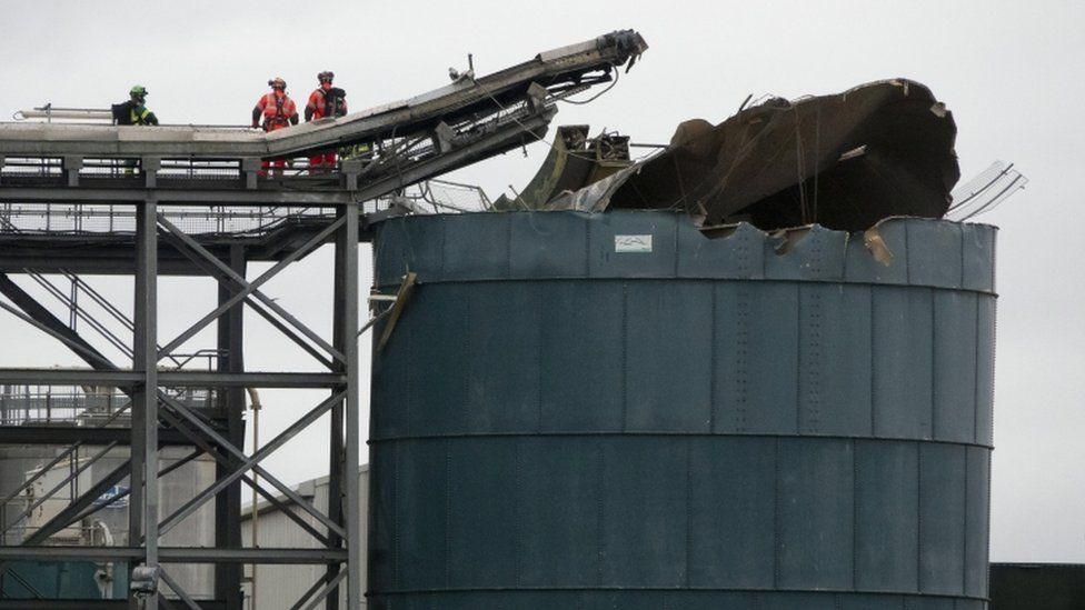 An explosion at Avonmouth water recycling plant