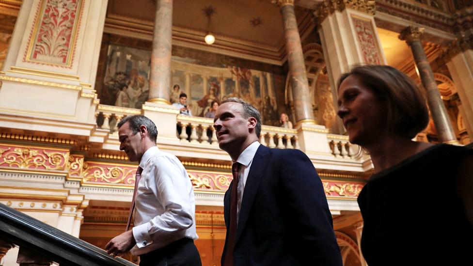 Dominic Raab in the Foreign and Commonwealth building