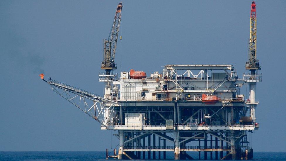 An oil rig near Long Beach, California in 2008.