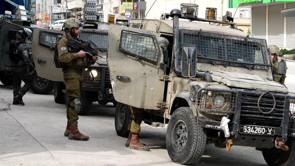 Israeli soldiers in the occupied West Bank