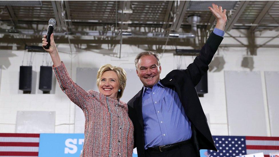 Hillary Clinton and Tim Kaine campaign in Virginia