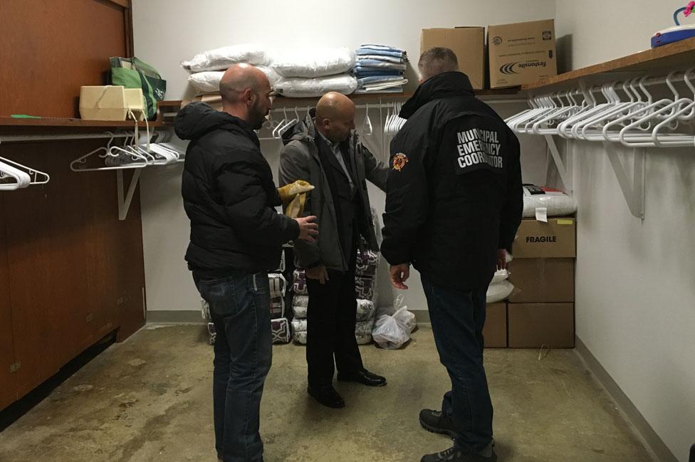 Storage of donations at community hall