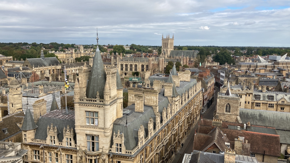 View from the top of Great St Mary's Church in Cambridge