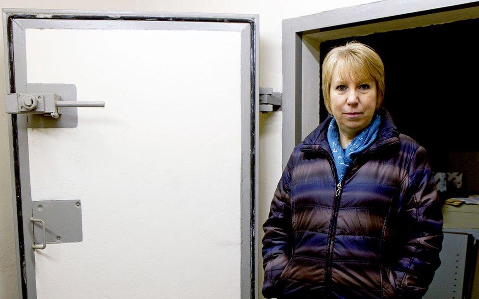 Gina Wright standing next to the ‘blast doors’ at Holderness District Council Emergency Centre underground bunker