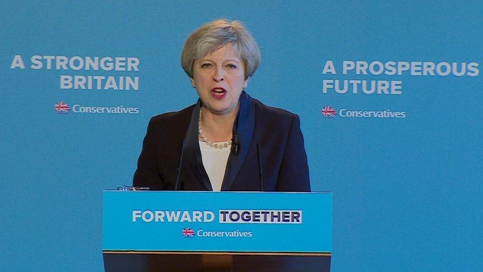 Theresa May at manifesto launch