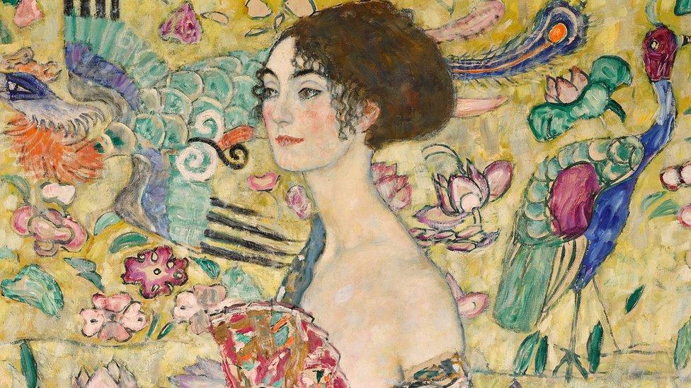 Lady with a Fan portrait by Gustav Klimt