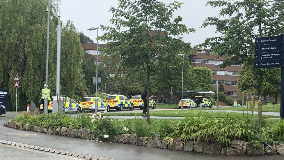 The scene at Exeter University