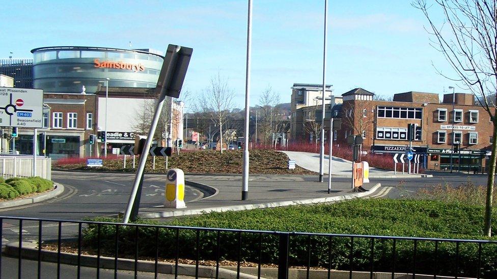 Oxford Road, High Wycombe, near the junction with Bridge Street