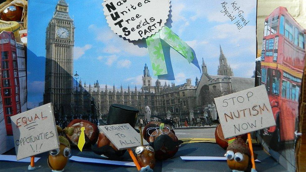 Dressed up conker protest