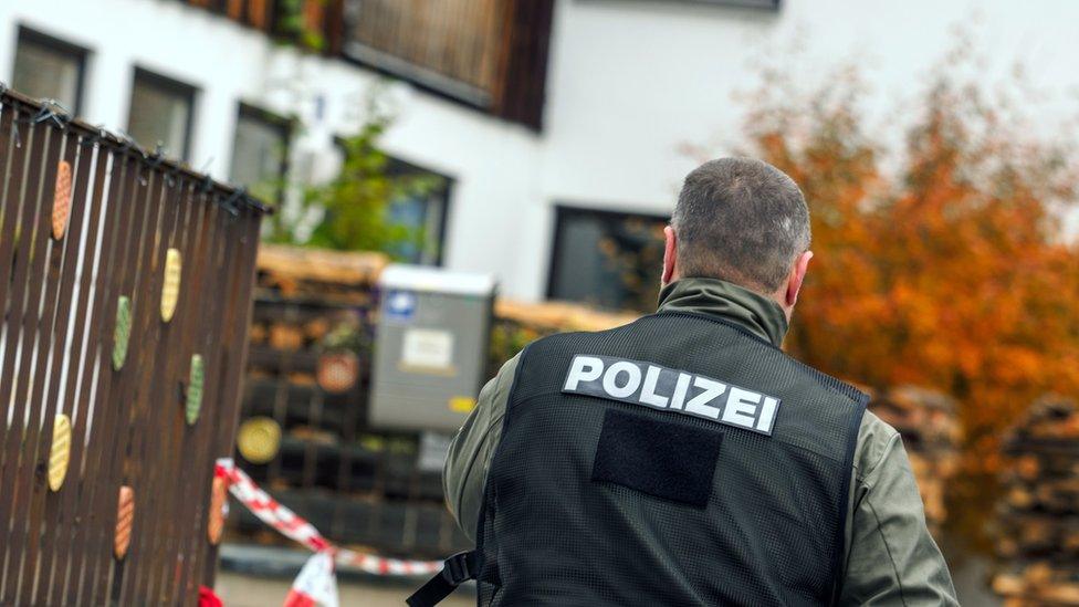 A policeman is pictured on October 19, 2016 in Georgensgmuend, southern Germany