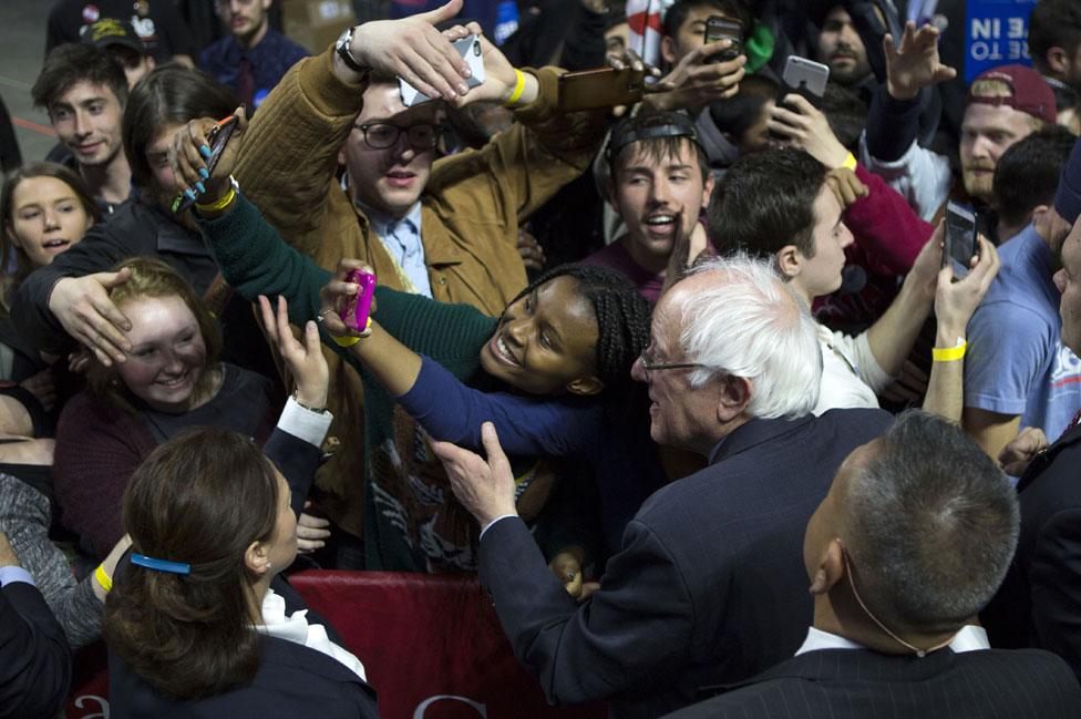 Sanders with young fans