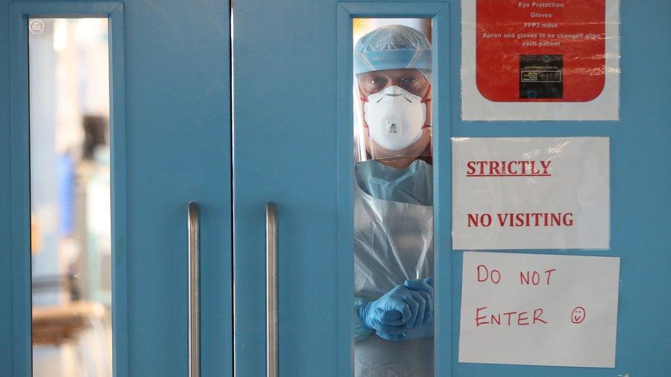 Nurse Colin Clarke looking out from a Covid-19 recovery ward at Craigavon Area Hospital in Co Armagh