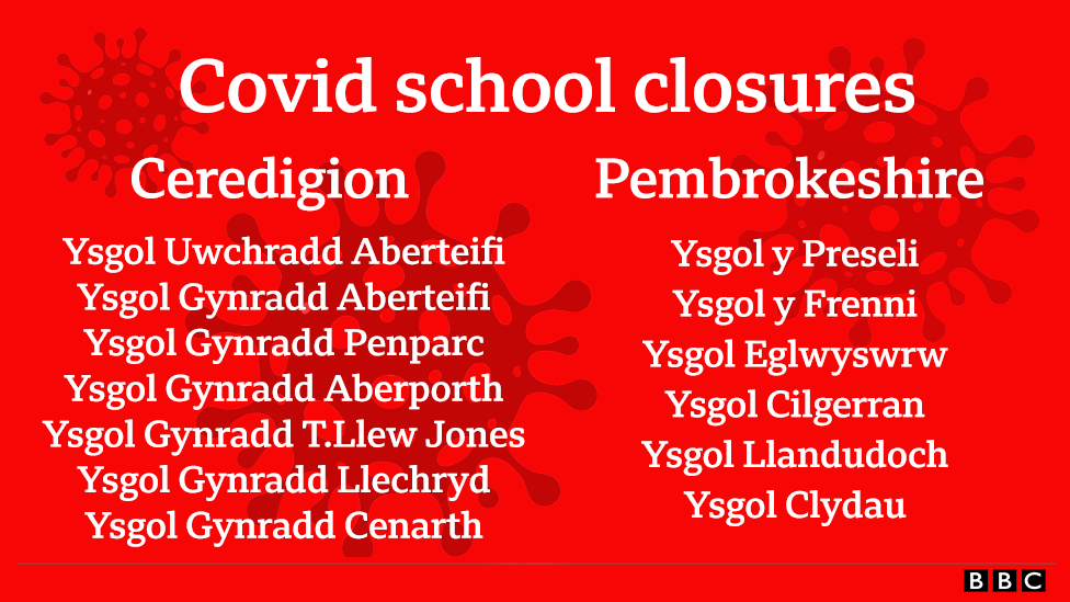 A graphic listing the schools to close