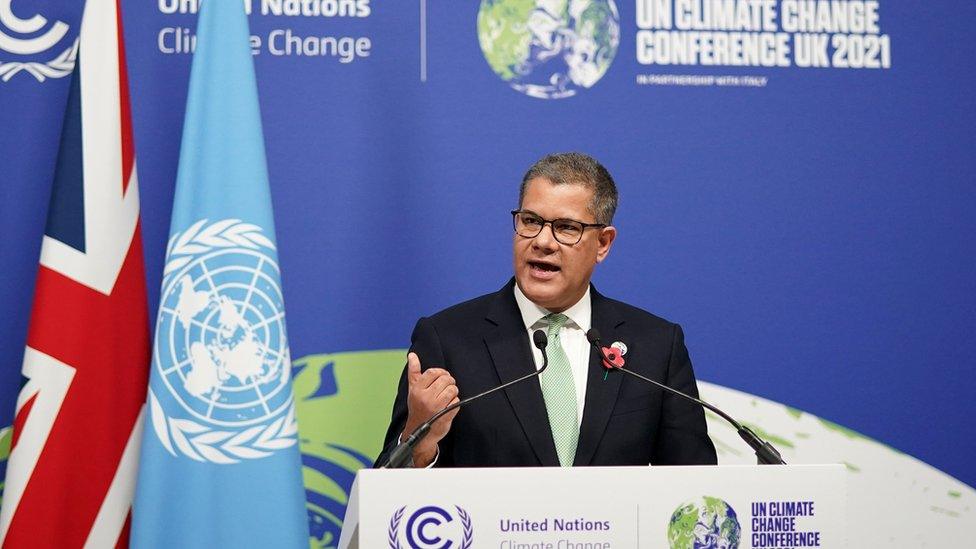 NOVEMBER 13: COP26 President Alok Sharma speaks during a press conference outside the Plenary Hall at the close of COP26 at SECC on November 13, 2021 in Glasgow, Scotland. COP26 has concluded with nearly 200 countries agreeing the Glasgow Climate Pact to keep 1.5C alive and finalise the outstanding elements of the Paris Agreement