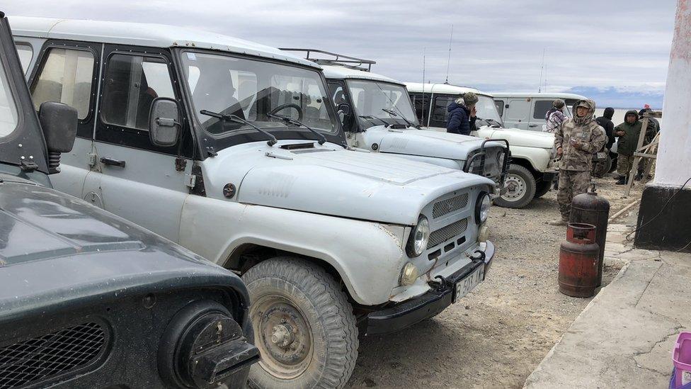 - UAZ that are used during the chase to capture kulans. Photo taken at the house of the park's guards