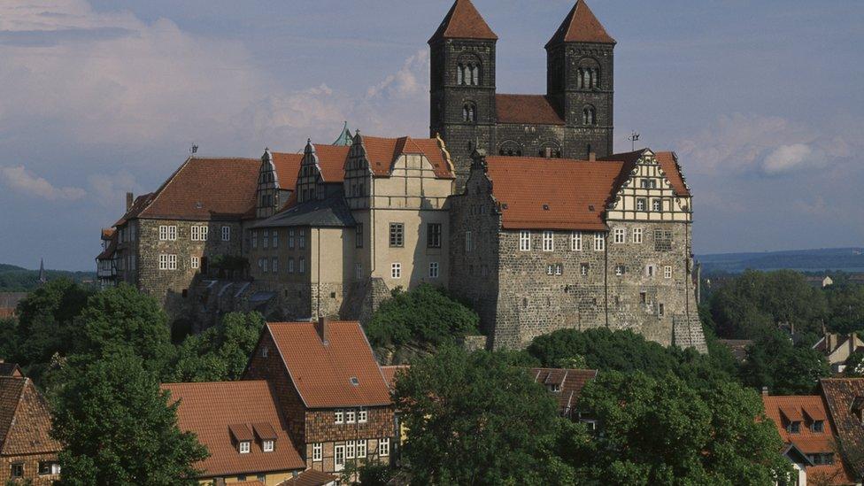 The Schlossberg and the church of St Servatius, Quedlinburg (UNESCO World Heritage List, 1994), Saxony-Anhalt, Germany.