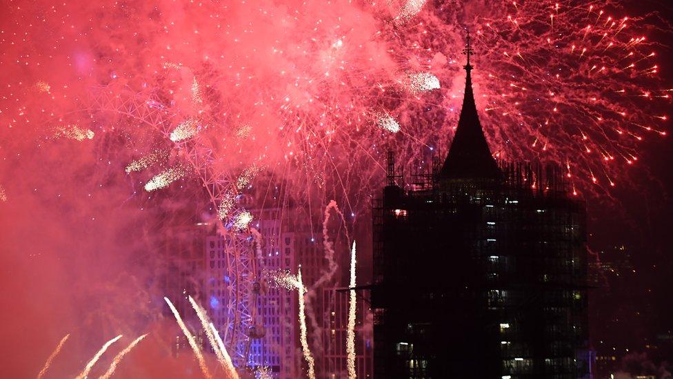 Fireworks by Westminster Abbey