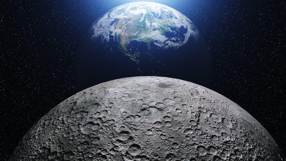 the moon and earth