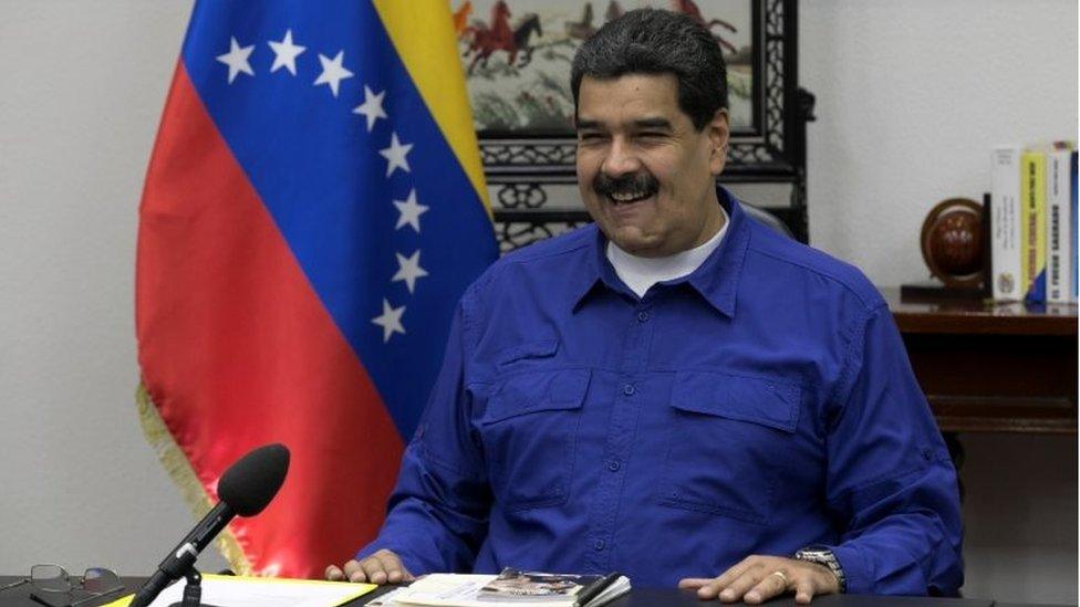 Venezuela's President Nicolas Maduro speaks during a meeting with ministers at Miraflores Palace in Caracas, Venezuela September 12, 2017.